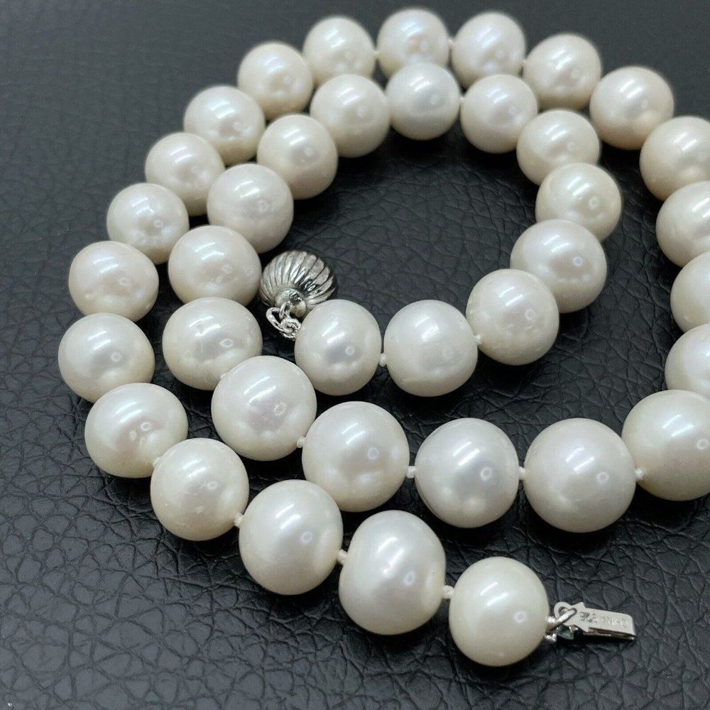 Imperial Pearls Necklace White 9.5 - 11.5mm Cultured Freshwater Sterling Silver - Picture 8 of 9
